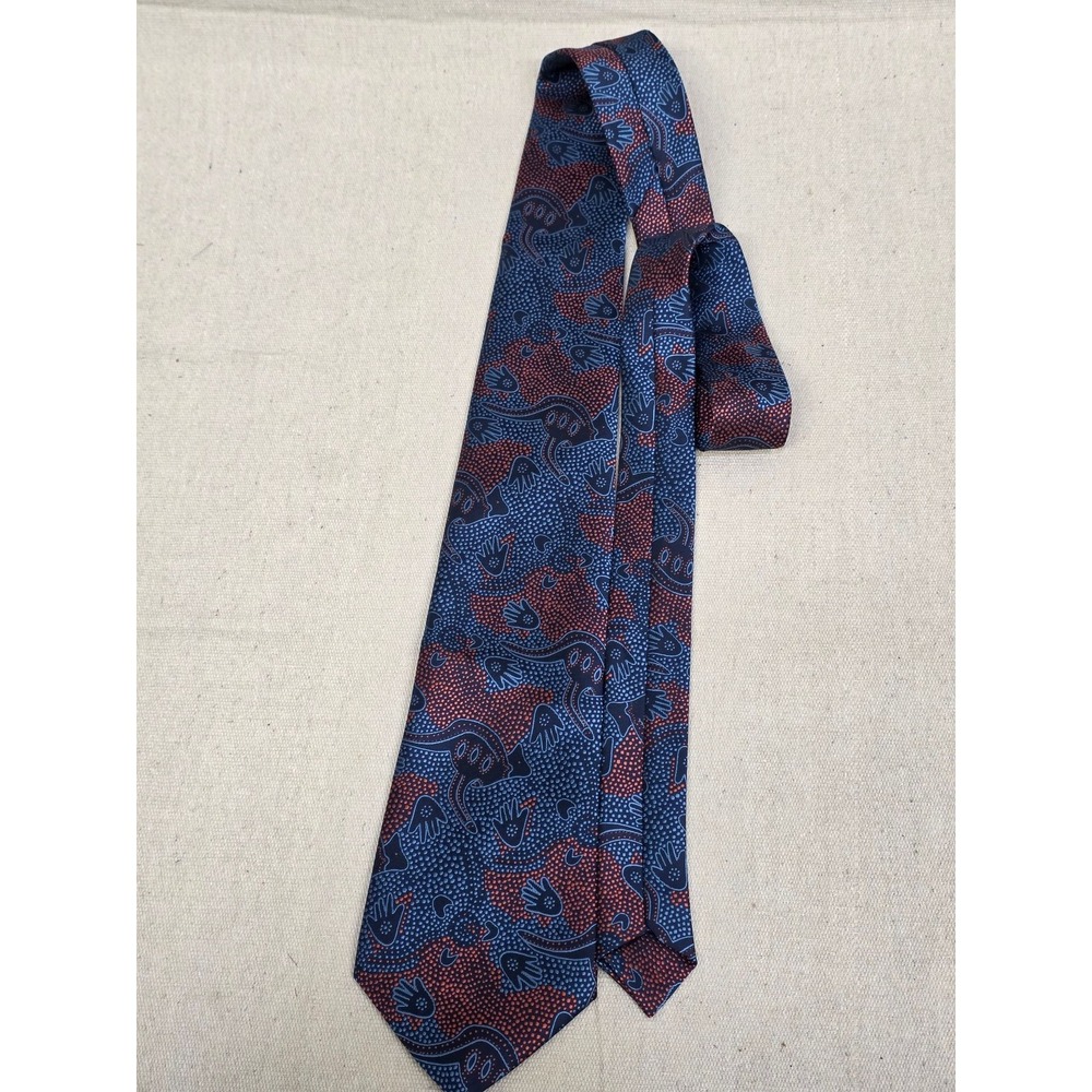 Australian Wild Collection Tie Blue Red Aboriginal Dot Art Kangaroo Made in AU